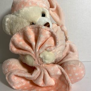 Aurora baby pink and white plush teddy bear